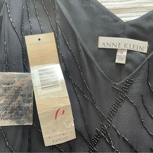 Anne Klein Cocktail Dress Black Beaded Size 14
